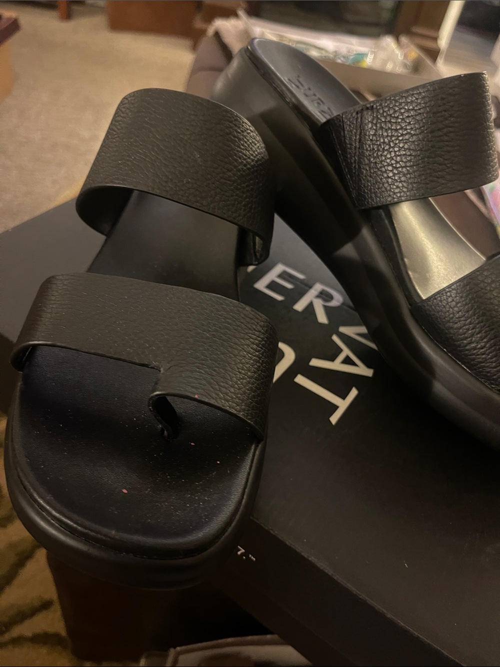 Naturalizer Black Lea Slide platform Sandals Size 9.5M NIB Retail $139 - Picture 2 of 6